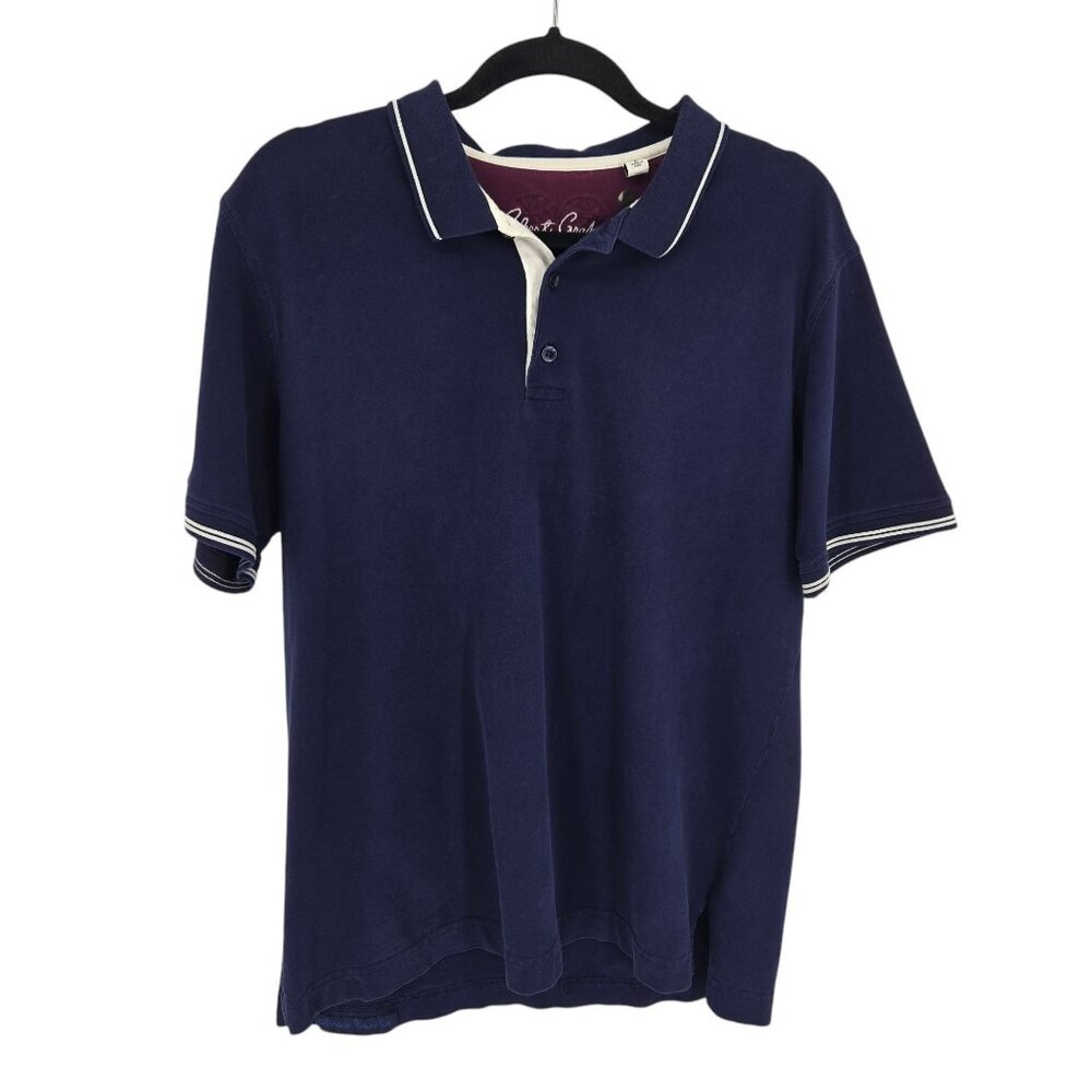 Robert Graham mens large blue short sleeve polo cotton skull embroidered